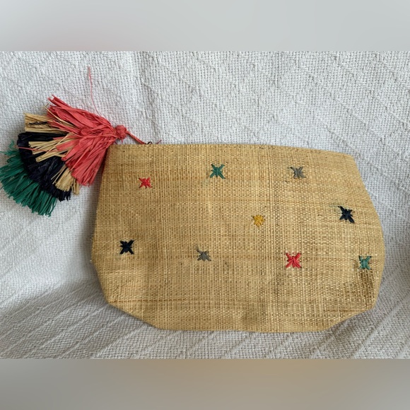 Multicolor Tassel Straw Clutch - Picture 4 of 4